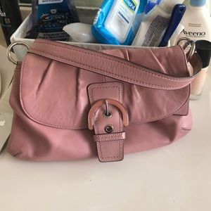 Rose pink coach leather shoulder bag